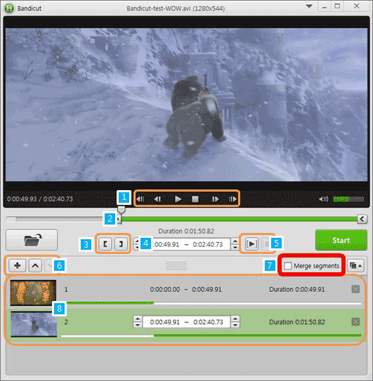 multiple video cutting, merge segments