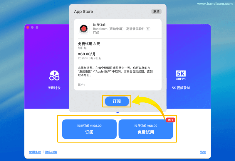 Mac 版 Bandicam 购买