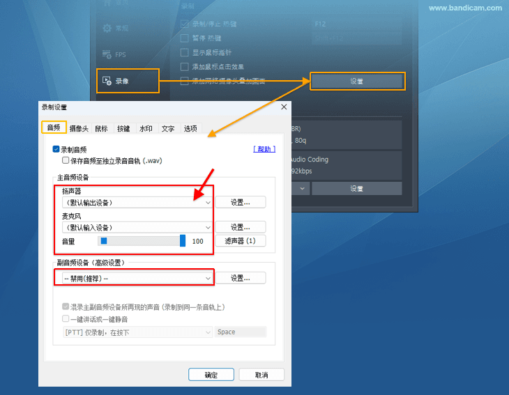 将 Bandicam 设置为仅录制麦克风声音